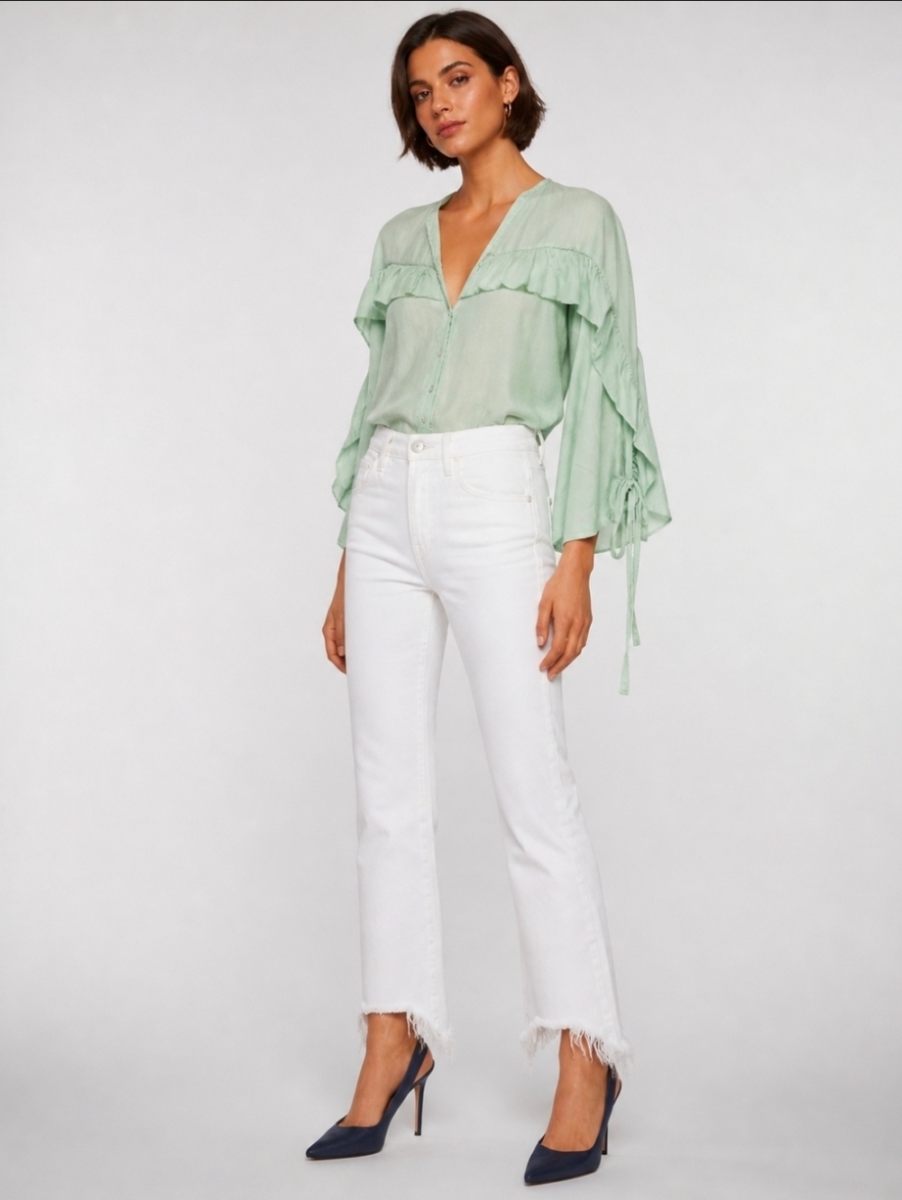 ZARA basic collection long sleeves ruffled top XS